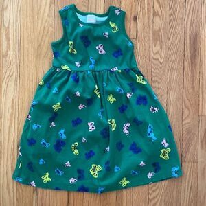 Hanna Anderson 120cm US 6/7 green tank dress organic cotton floral butterfly